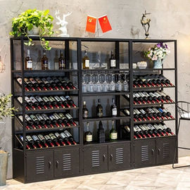 中国 ワインを貯えるための現代贅沢な金属のワインの表示棚の黒MQ-S005 サプライヤー