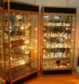 中国 方法金属の宝石類の表示ショーケース/小売りのガラス飾り戸棚の習慣のロゴ サプライヤー