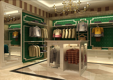 中国 ブランドの店の木および金属の衣服の陳列だなの棚1年の保証 サプライヤー