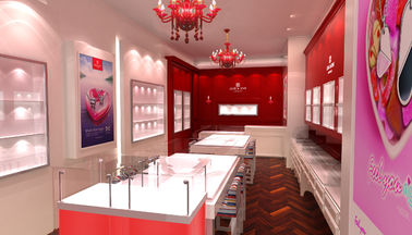 中国 宝石店のインテリア・デザインのためのピンク/赤い錠の宝石類の陳列ケース サプライヤー