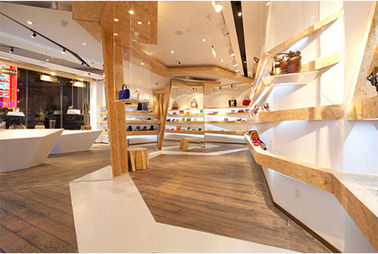 衣服の店袋の靴の陳列ケースのブランドの店の内部Decoratioのための上海の注文の普及した工場木のキャビネット サプライヤー