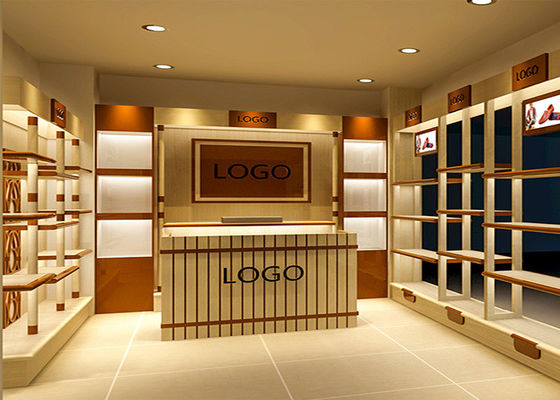 さまざまな形の靴屋の表示棚/履物の陳列台利用できる色