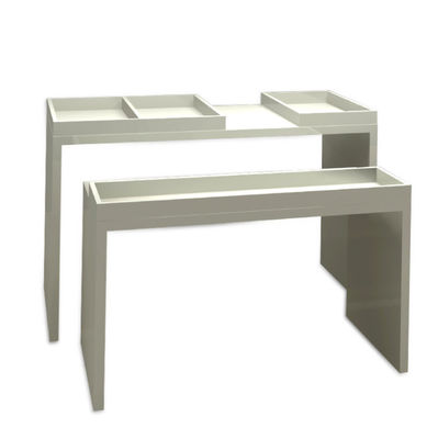 簡単で白い化粧品プロダクト陳列台、木の構造の店の化粧品